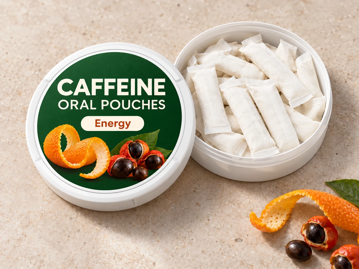 100 mg caffeine pouches — private label packaging concept