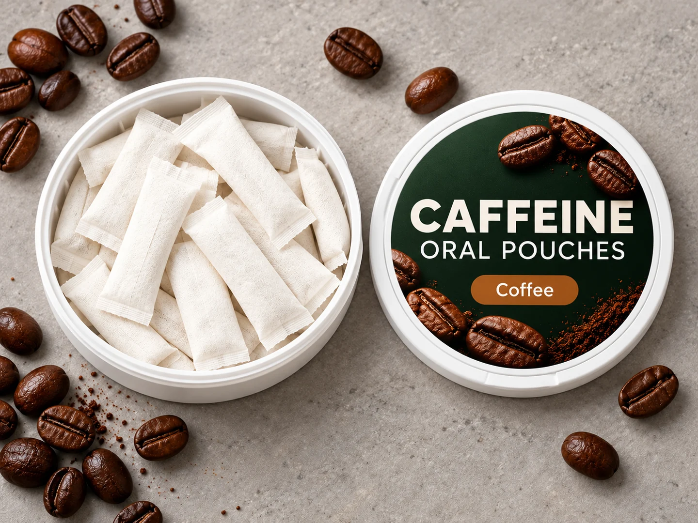 Coffee caffeine pouches — private label packaging concept