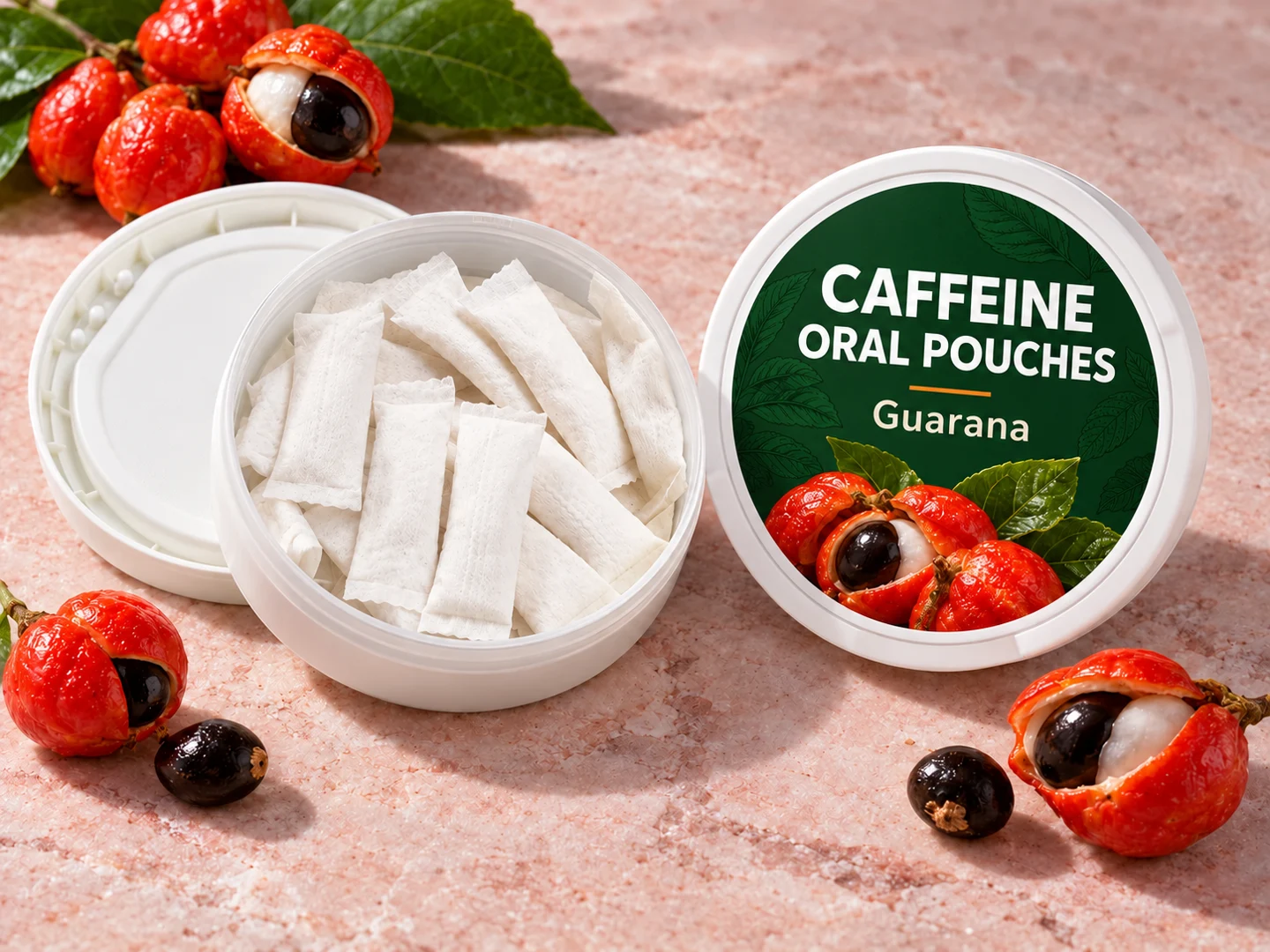 Guarana caffeine pouches — private label packaging concept