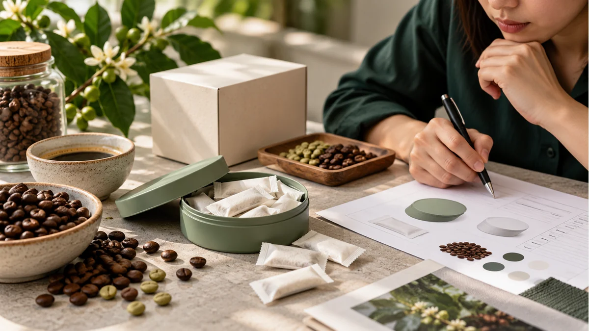 Caffeine, L-theanine and Alpha-GPC: writing a focus pouch brief — product development illustration